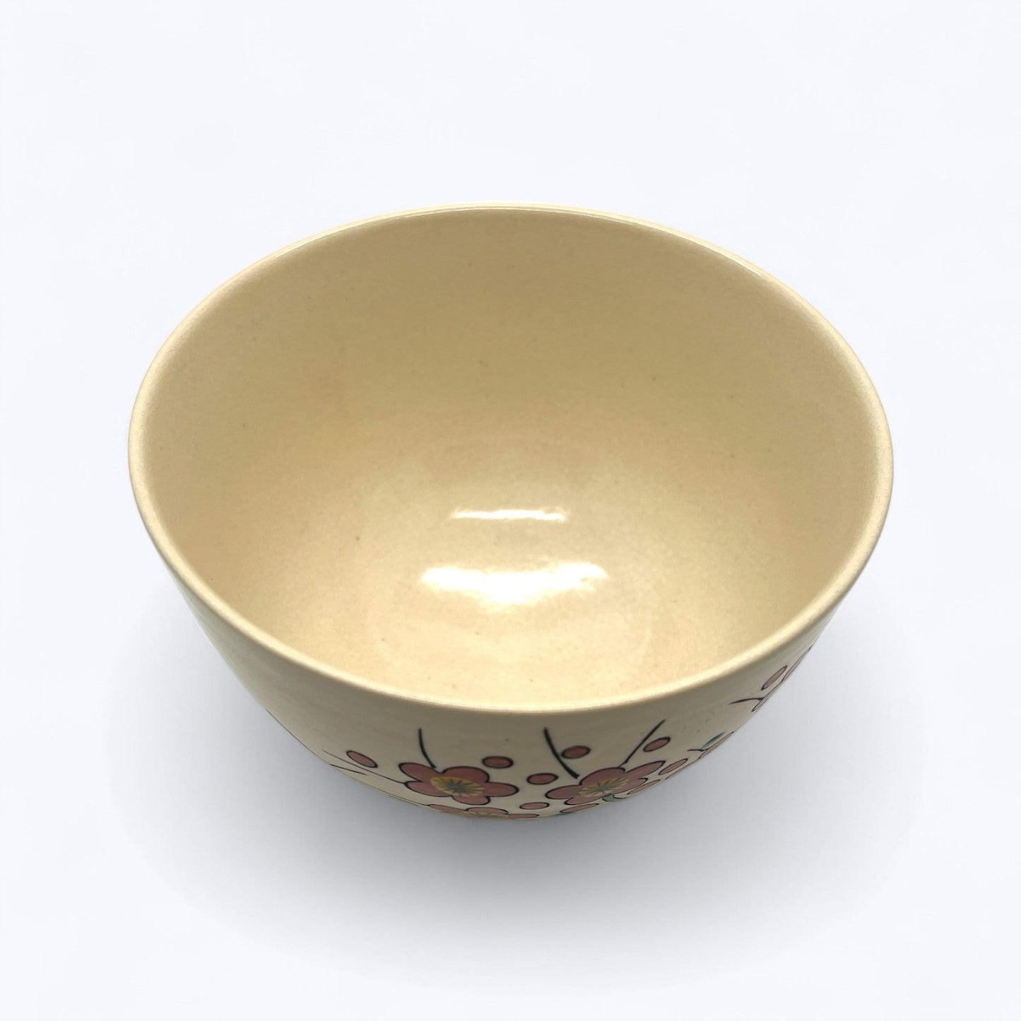 VIntage Kutani Ware Matcha Bowl – Plum Blossom Design by Kōzan, with Signed Wooden Box