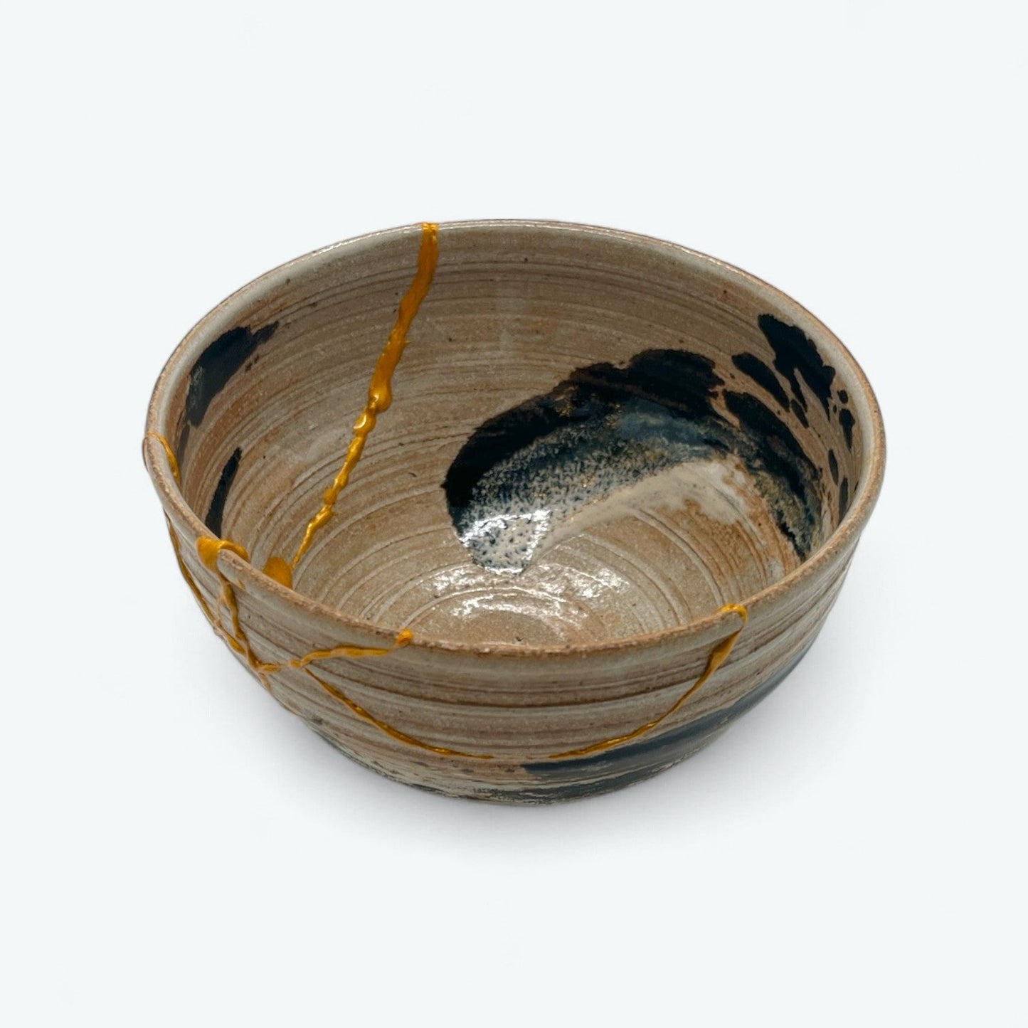 Vintage Kintsugi Kiln Glazed Chawan with Signed Wooden Box