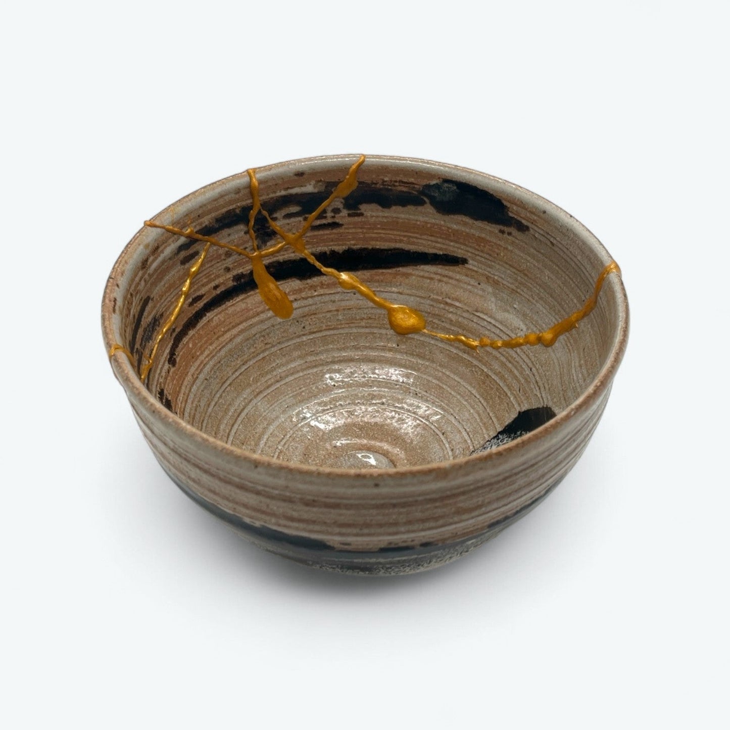 Vintage Kintsugi Kiln Glazed Chawan with Signed Wooden Box