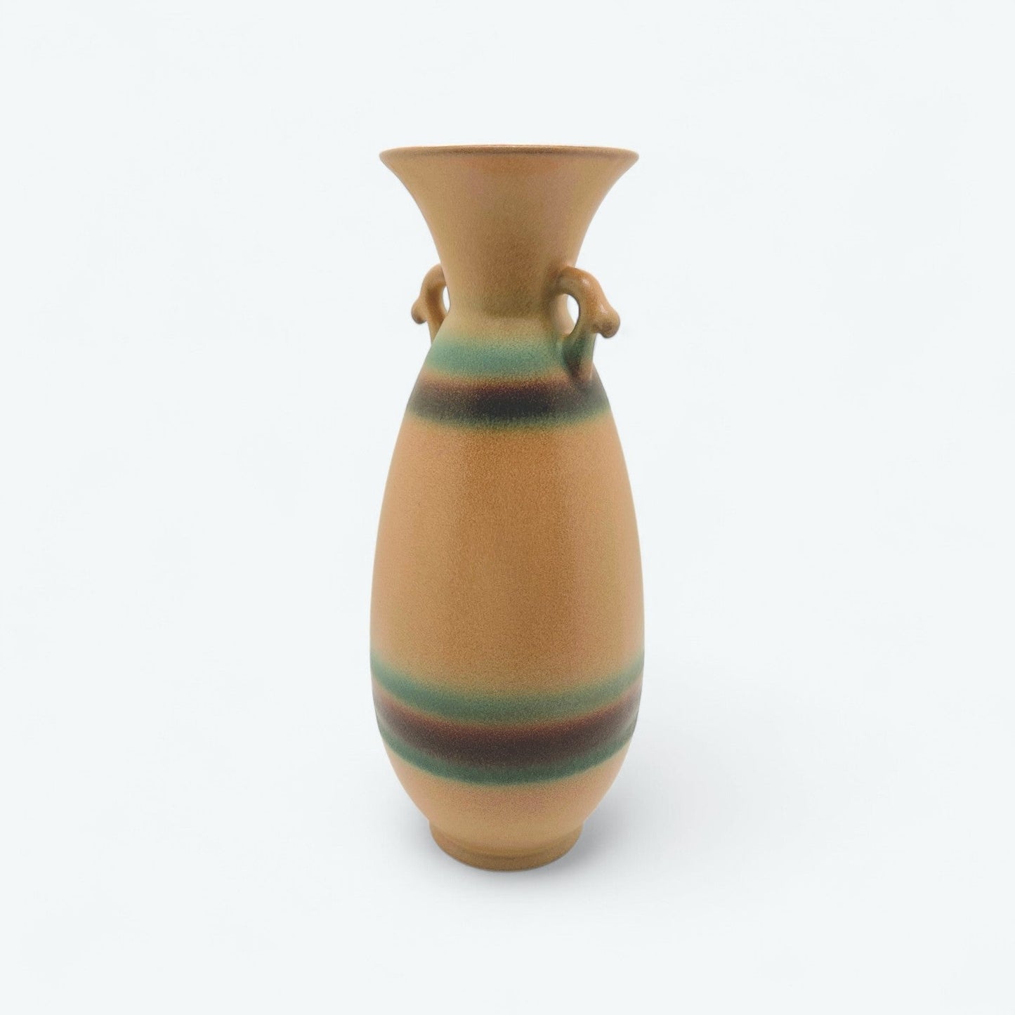 Vintage Japanese Glazed Earthenware Vase by Zuiraku – Decorative Twin Handles, Signed Box