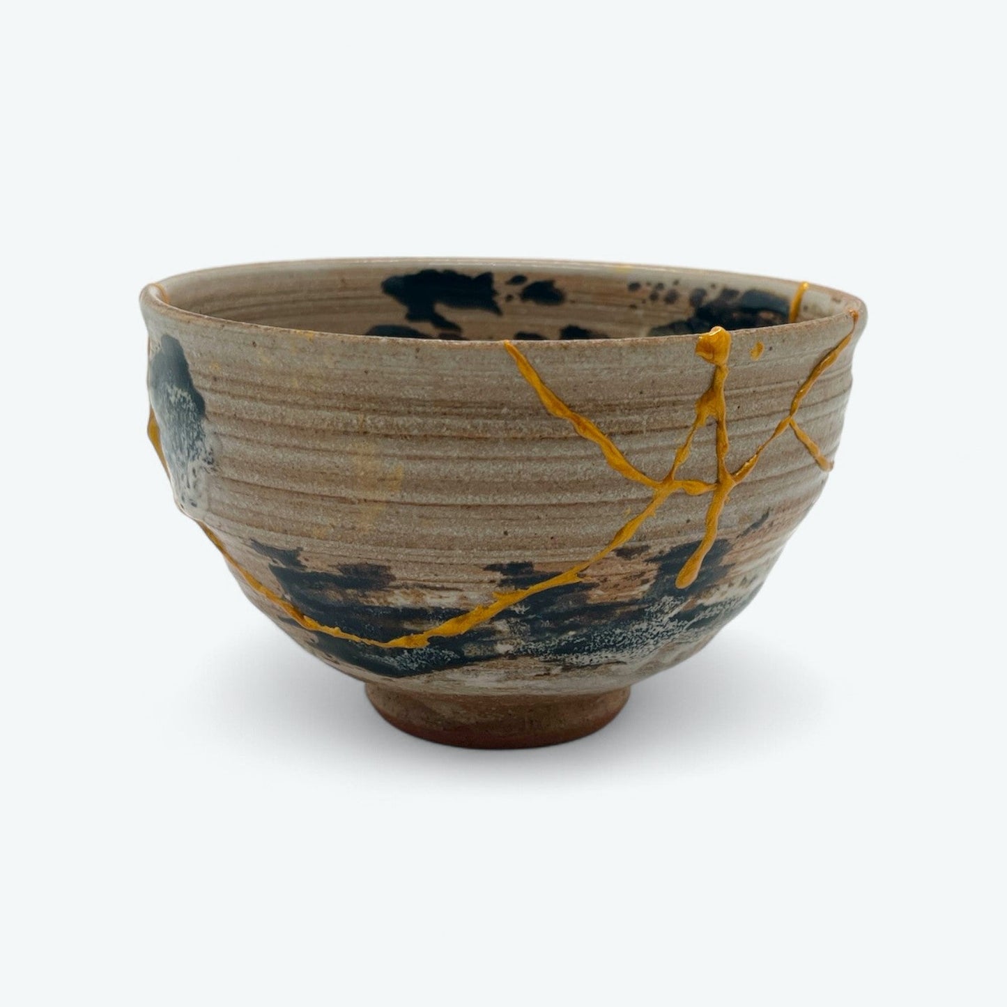 Vintage Kintsugi Kiln Glazed Chawan with Signed Wooden Box
