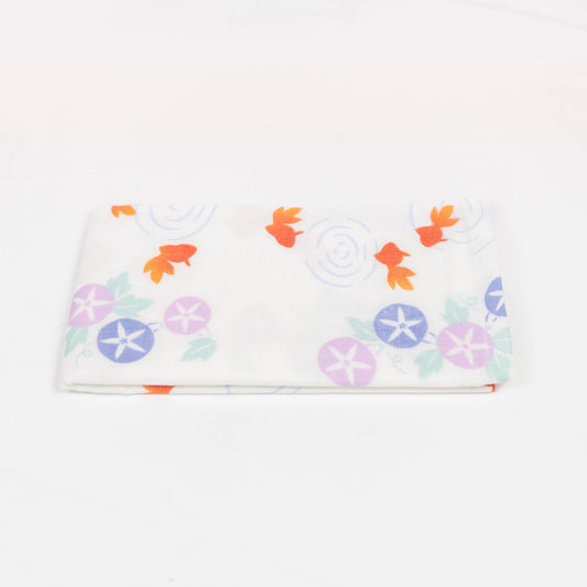 Premium Japanese Tenugui Towel - Morning glory and goldfish