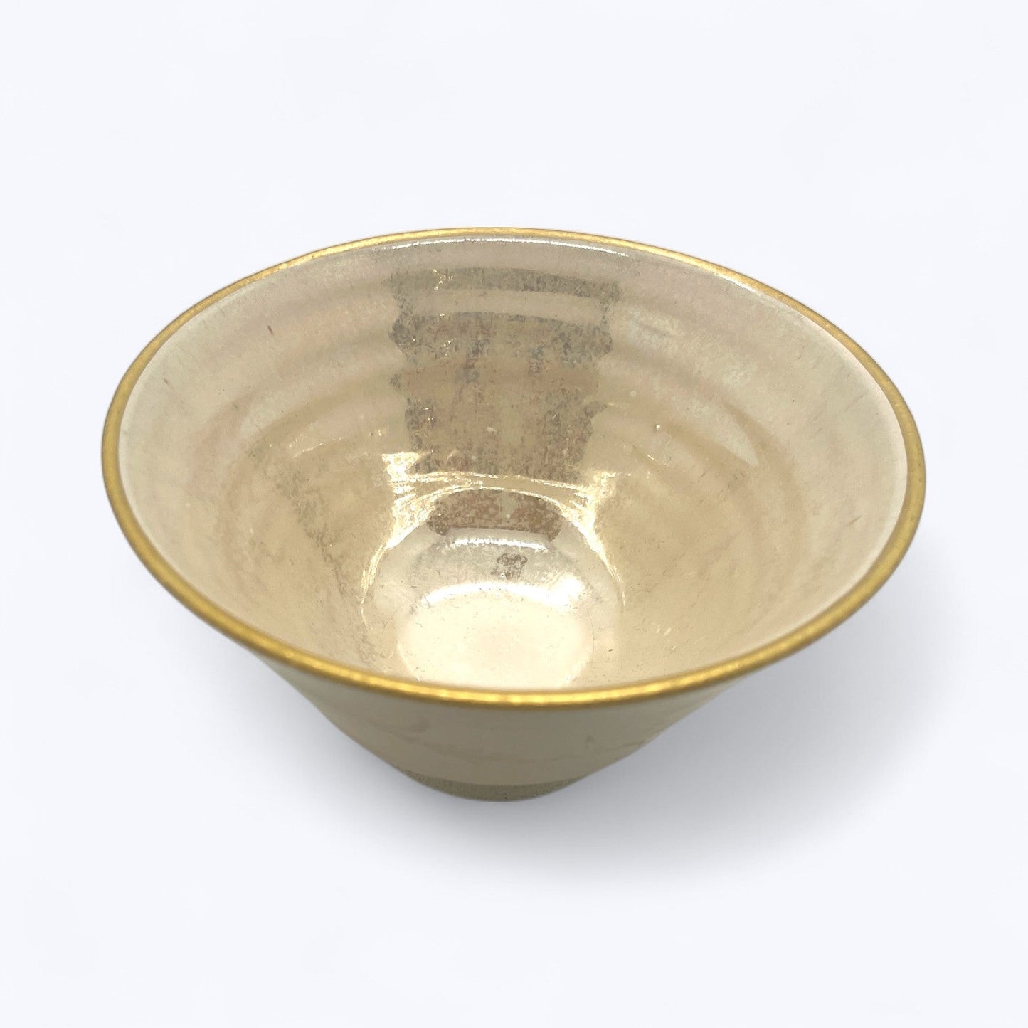 Vintage Mino Ware Silver Luster Tea Bowl by Zōchin Kiln – Kōshin Koizumi, with Signed Wooden Box