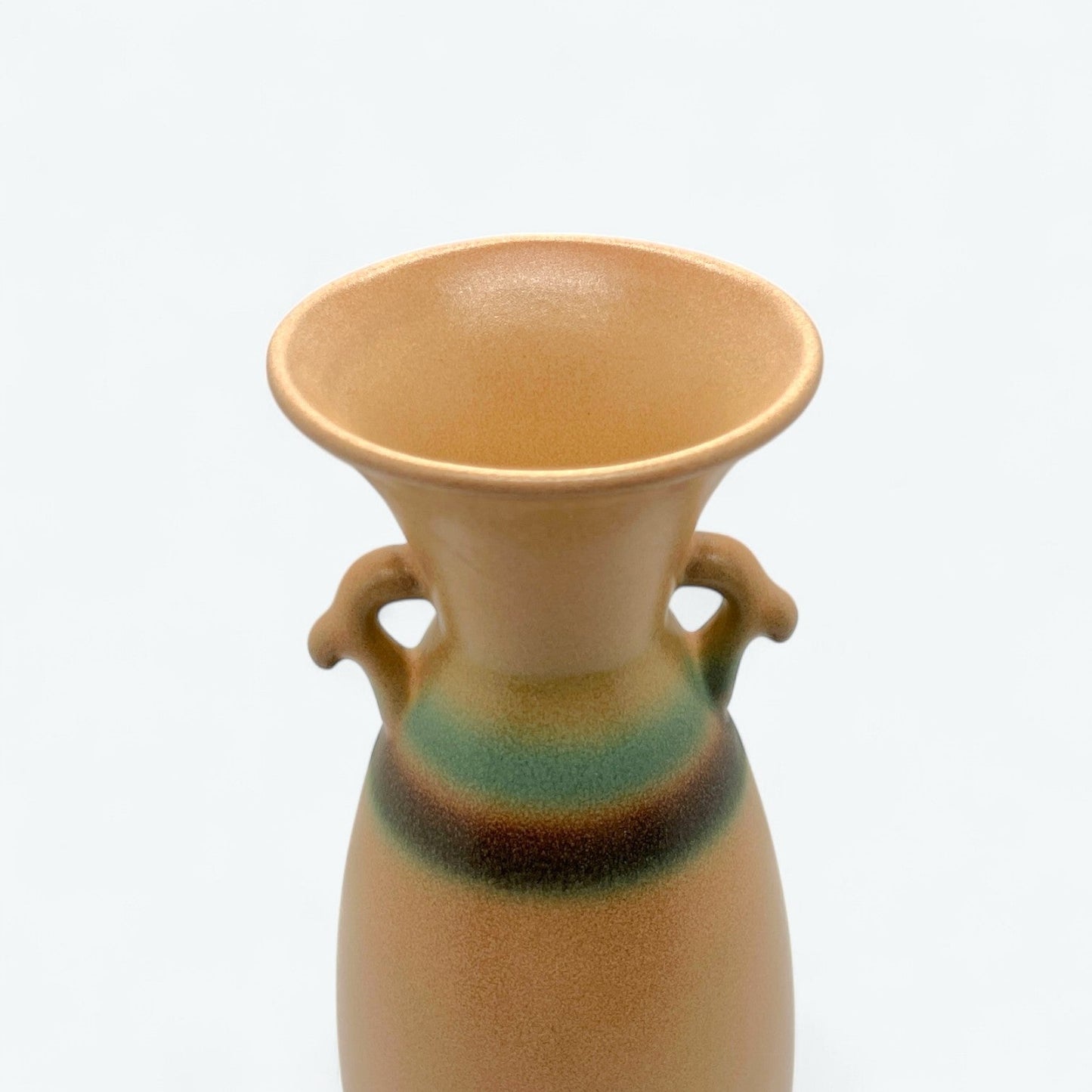 Vintage Japanese Glazed Earthenware Vase by Zuiraku – Decorative Twin Handles, Signed Box