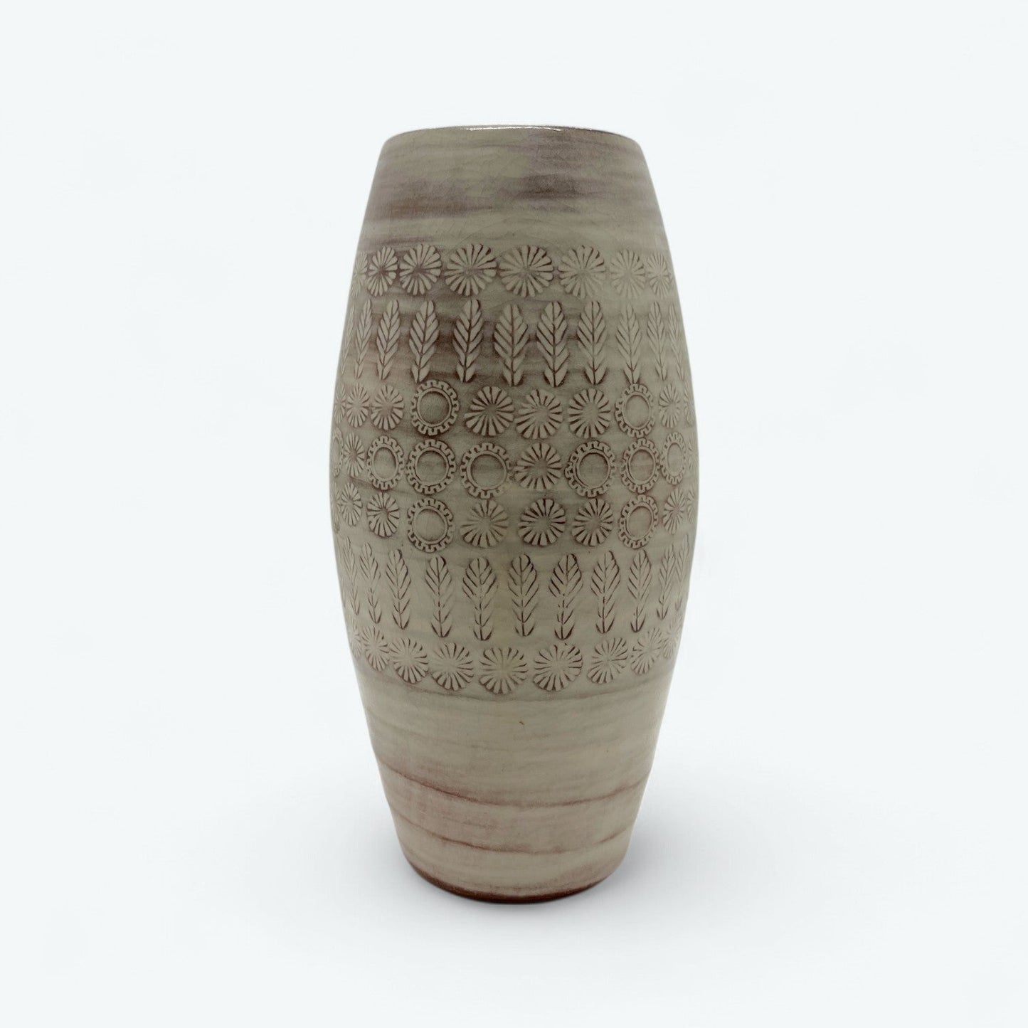 Vintage Kyō Ware Vase by Kiichi Kumamoto – Mishima Floral Inlay, with Signed Tomobako and Certificate