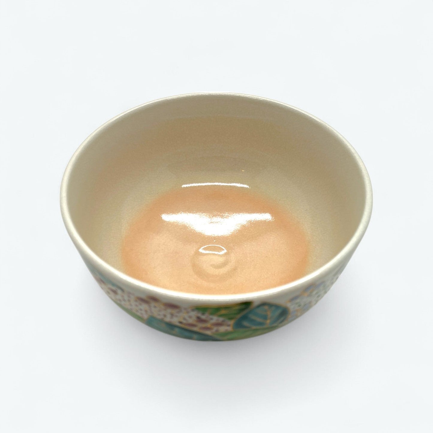 Kyoto Kiyomizu-yaki Matcha Bowl by Tōhō Tezuka – Ajisai Motif with Kin-sai Overglaze