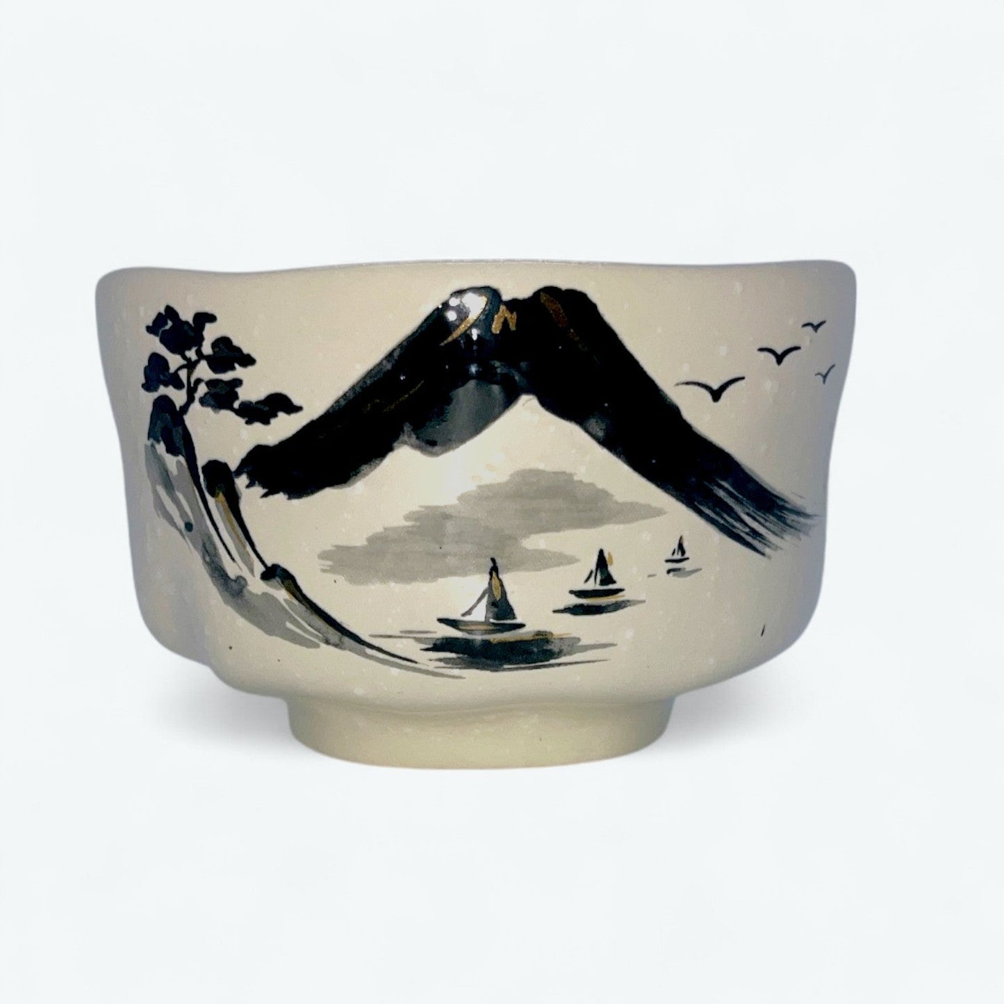 Kinsai Sansuiga - Matcha Rice Bowl - Mino Ware