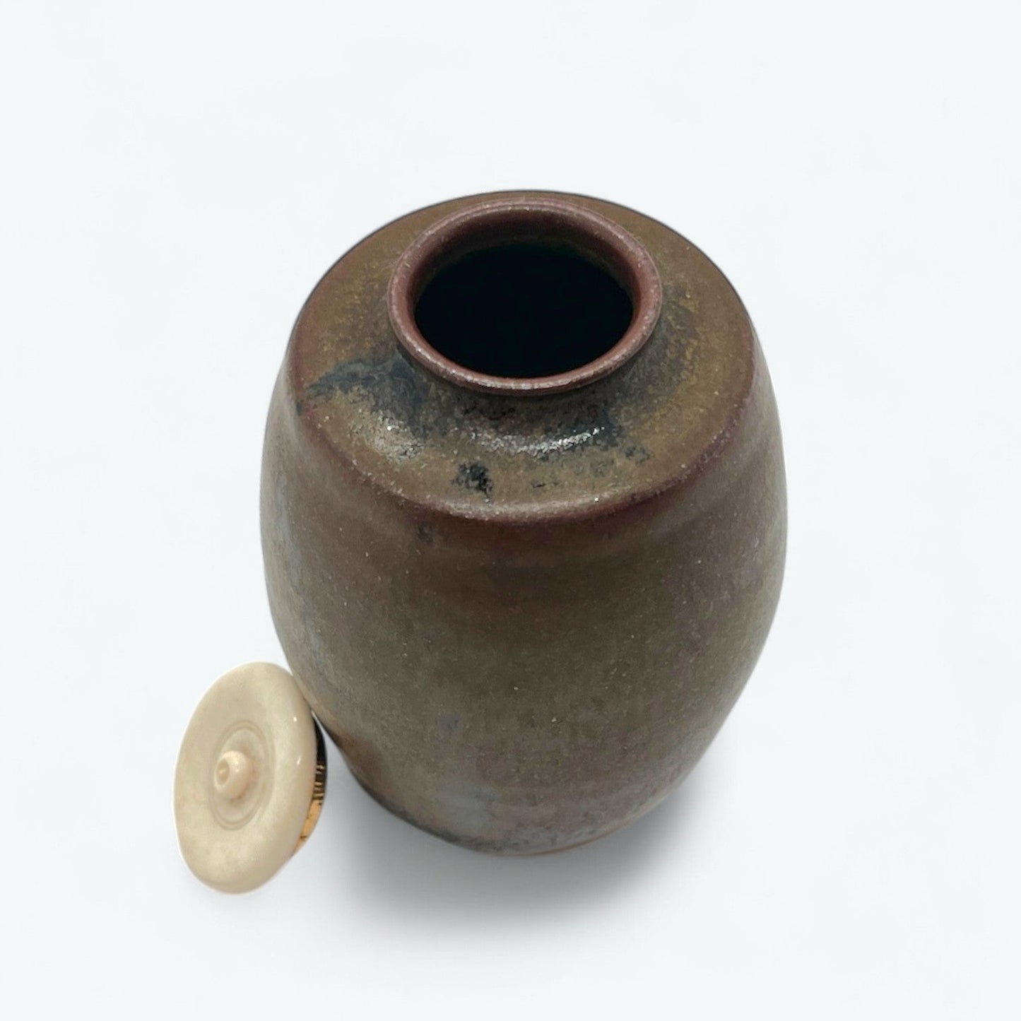 Vintage Shinsui Kiln Tea Caddy – Onaka Katatsuki Chaire with Tomobako & Tamba Shifuku