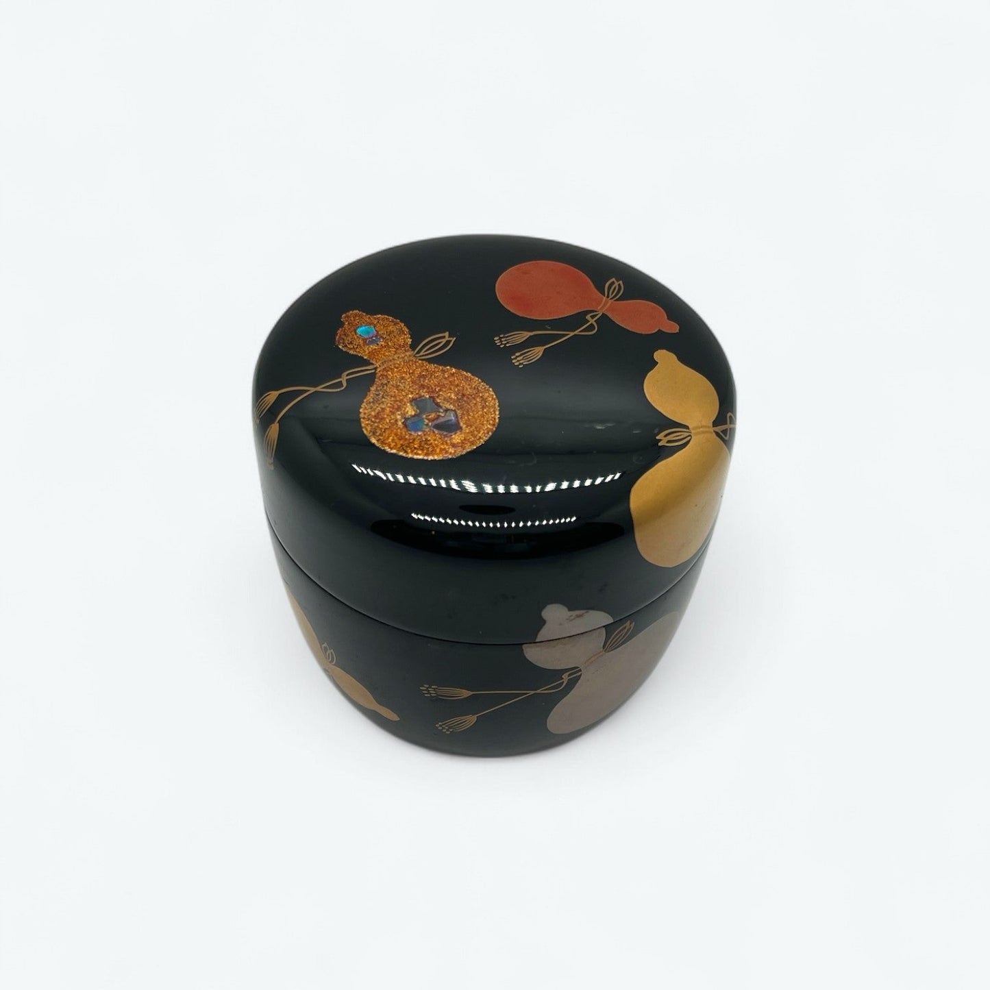 Vintage Kawatsura-nuri Lacquer Tea Caddy – Hyōtan (Gourd) Motif
