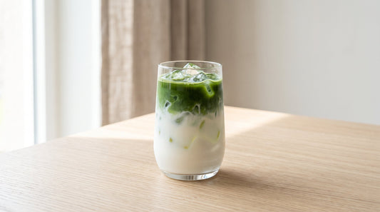 iced matcha latte on the table