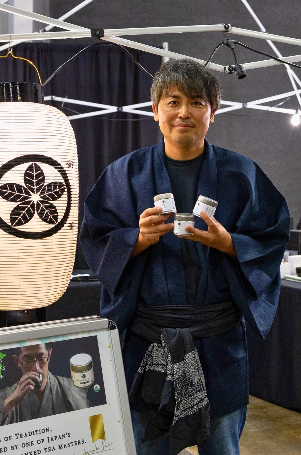 Steve from LunaMatcha sharing authentic Japanese matcha and tea culture at a Los Angeles community event.