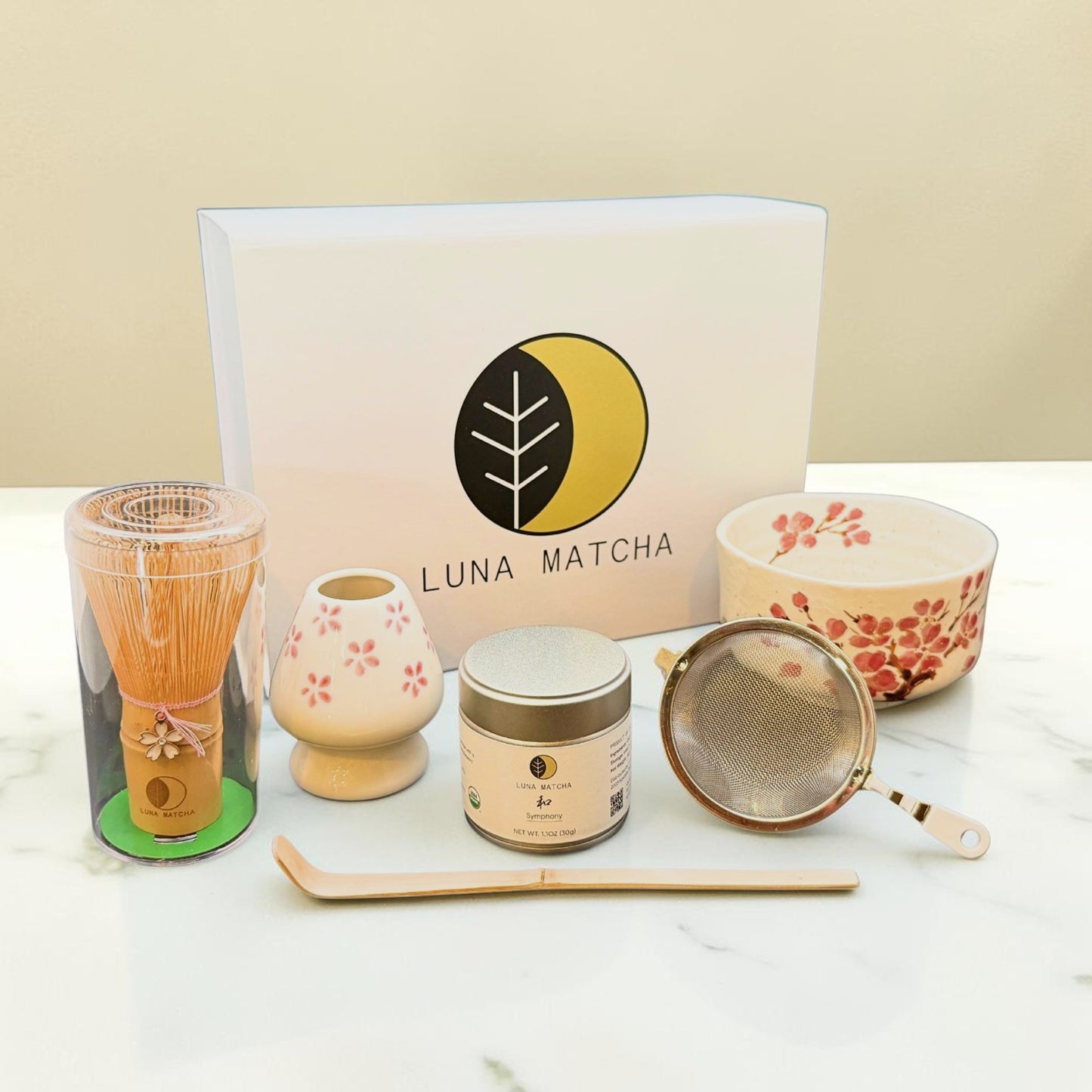 Luna Matcha Starter Kit, Symphony Kinsai Sakura-e Bowl