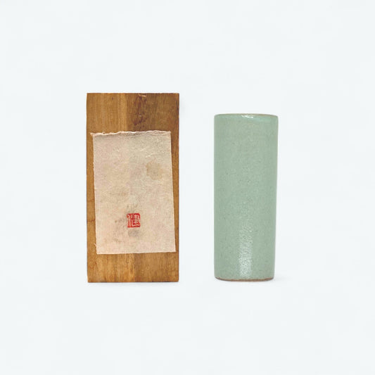 Japanese Celadon Ikebana Vase – One-Stem Hanaire with  Box