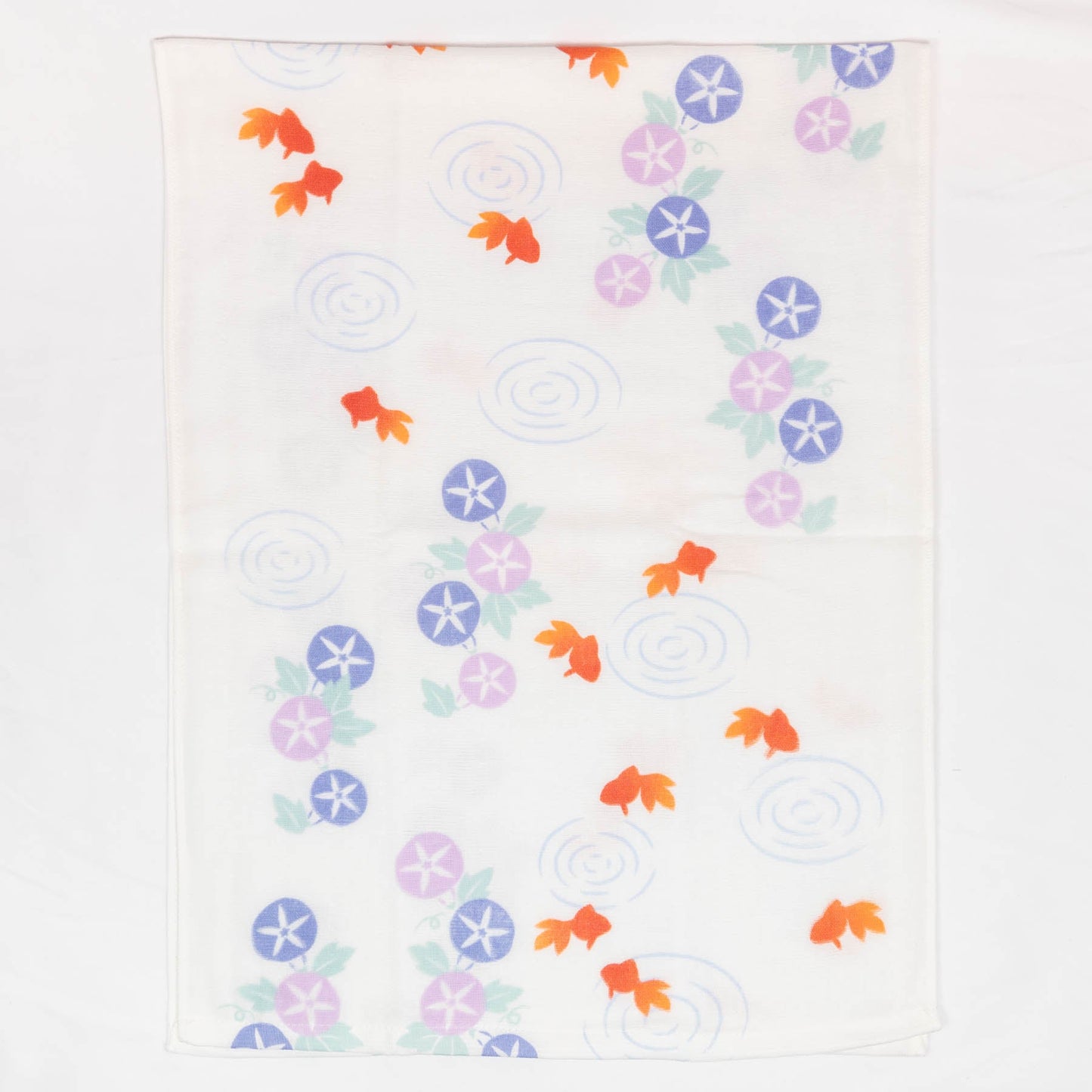 Premium Gauze Tenugui Towel - Morning glory and goldfish