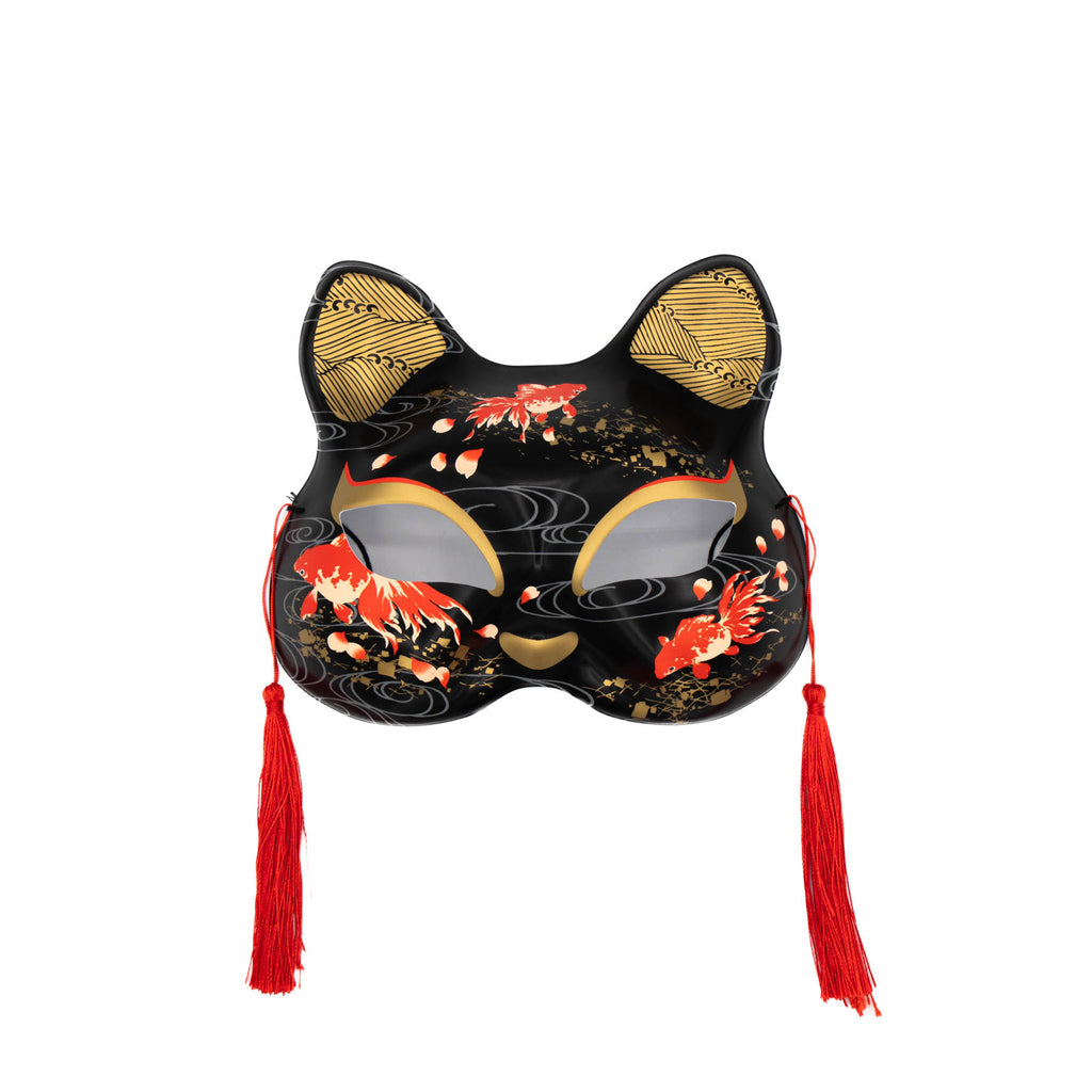 Japanese Cat Mask - Black and Red