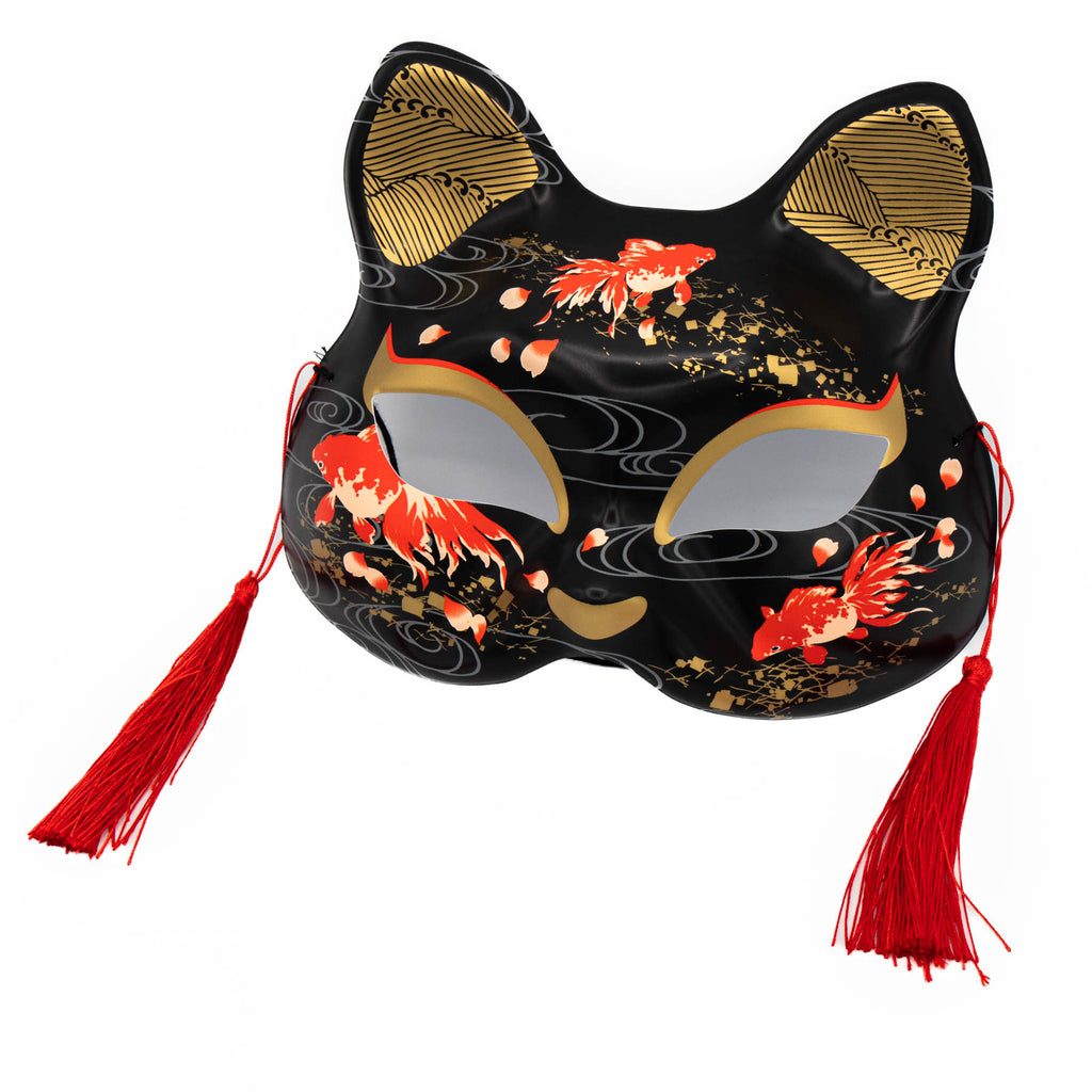 Japanese Cat Mask - Black and Red