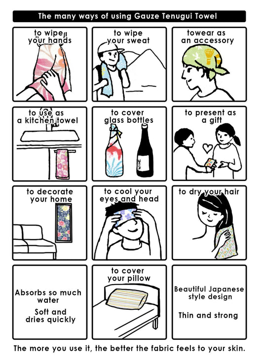 Premium Gauze Tenugui Towel - Flowing Sakura