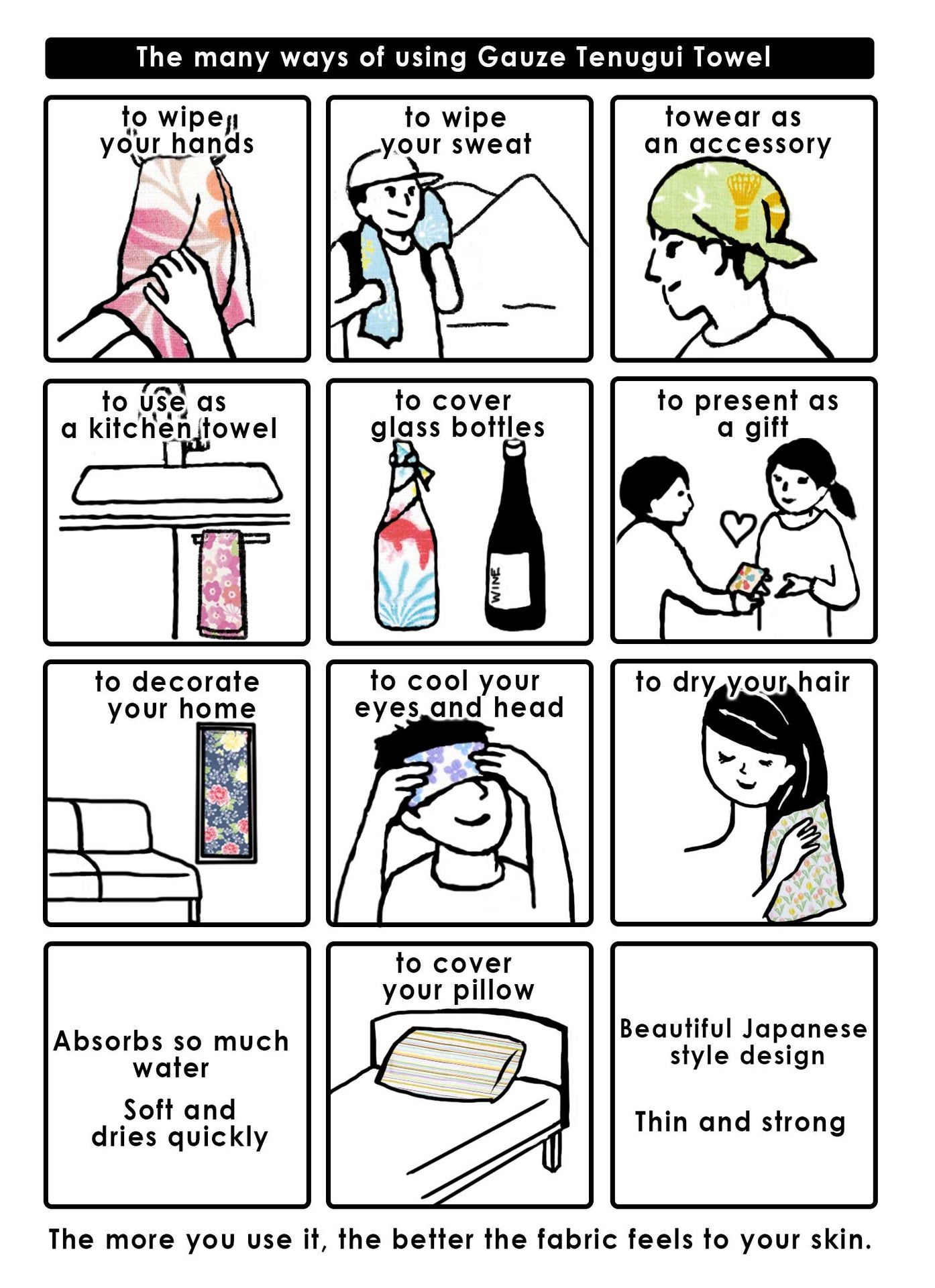 Premium Gauze Tenugui Towel - Mount Fuji