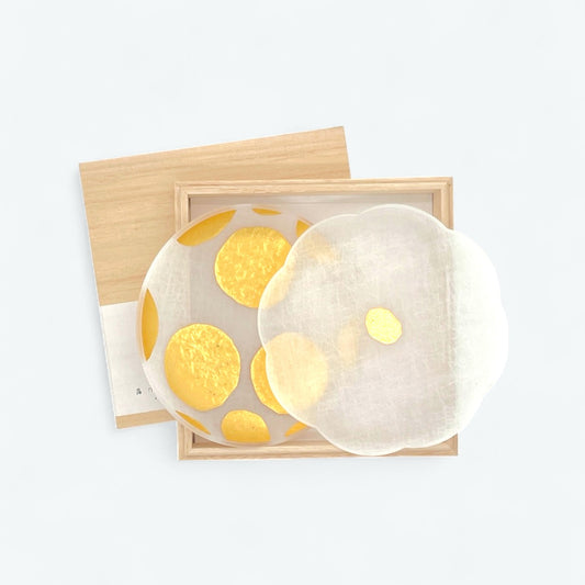 Toumei - Haku Mamezara Set of 2 in Wooden Box <ha> Gold