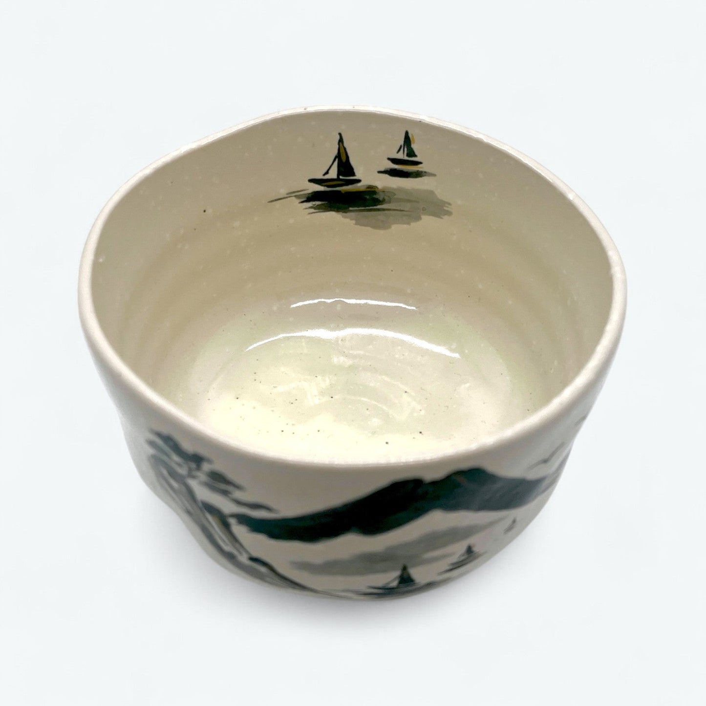 Kinsai Sansuiga  - Matcha Rice Bowl - Mino Ware