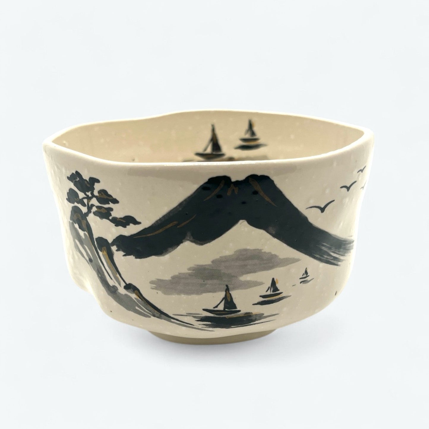 Kinsai Sansuiga  - Matcha Rice Bowl - Mino Ware