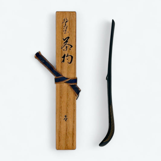 VIntage Japanese Chashaku (Matcha Scoop) – Wajima-nuri Makie Lacquerware with Wooden Box