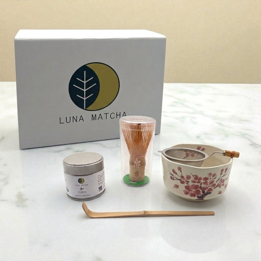 Luna Matcha Starter Kit, Symphony Kinsai Sakura-e Bowl